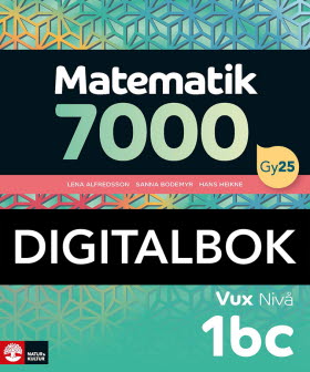 Matematik 7000 fortsättning nivå 1bc Vux Digitalbok