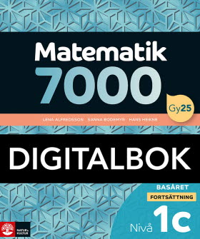 Matematik 7000 fortsättning nivå 1c Basåret Digitalbok